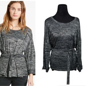 Lucky Brand Tunic Top Women's SZ XL 3/4 Sleeve Grey Wrap Career Boho Hippi Gypsy